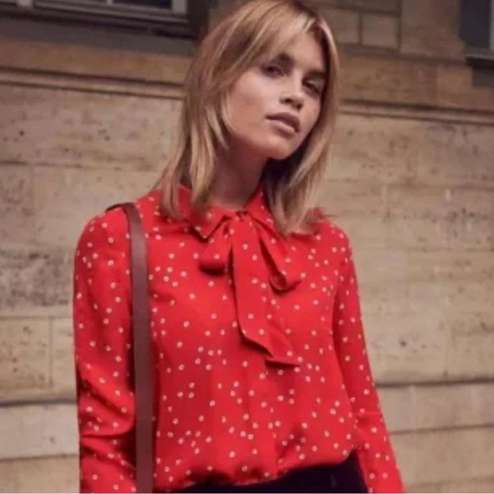 Sézane size 36/us 4 Red with flowers beautiful blouse - Picture 1 of 7